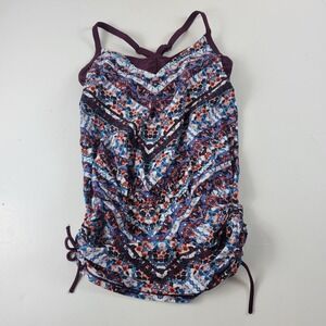 Athleta Women Tankini Top Marrakesh Side Scrunch Convertible  Swim 32 B/C